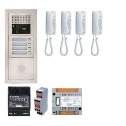 AIPHONE Pack Audio GTBA4E Avec 4 Boutons Et 4 Postes GT1D Préprogrammés, Pla...