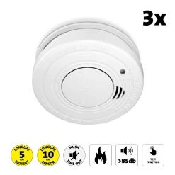Alecto Détecteur De Fumée Avec Pile De 5 Ans, Pack De 3 SA-19-5 TRIPLE Blan...