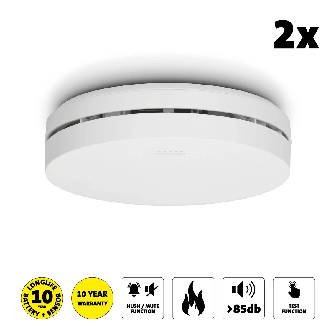 Alecto Détecteur De Fumée Design Avec Pile De 10 Ans, Pack De 2 SA300 DUO B... 2 Alecto Détecteur De Fumée Design Avec Pile De 10 Ans, Pack De 2 SA300 DUO B... – Image 2