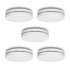 Alecto Détecteur De Fumée Design Avec Pile De 10 Ans, Pack De 5 Blanc