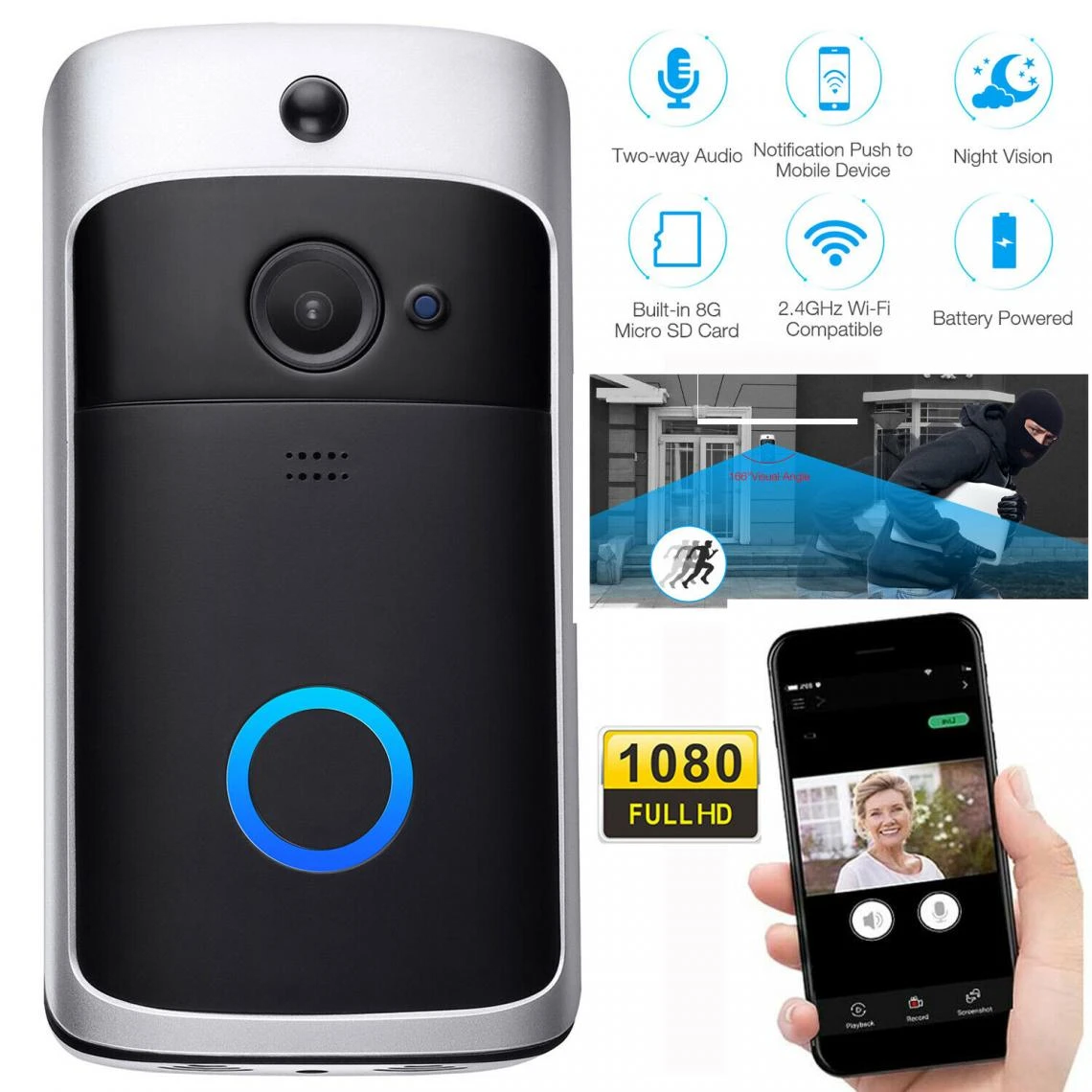 Universal WIFI Maison Intelligente Sonnette Télésurveillance Interphone Sonnet... 1 Universal WIFI Maison Intelligente Sonnette Télésurveillance Interphone Sonnet...